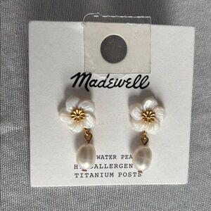 Madewell Gold and Cream Floral Pearl Earrings